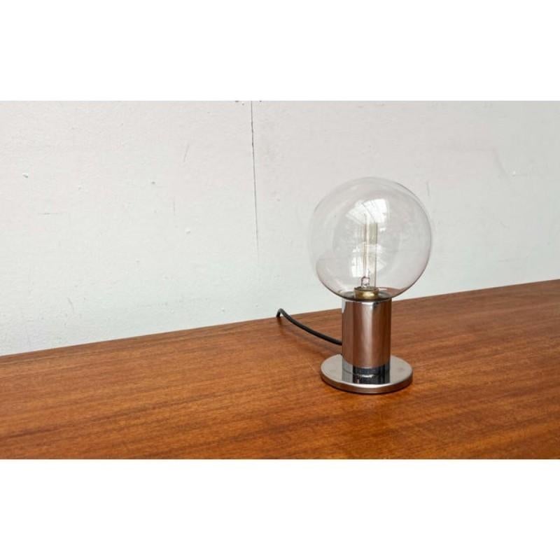 Vintage German Space Age Table Lamp in Chrome and Glass by Motoko Ishii, 1970s For Sale 4