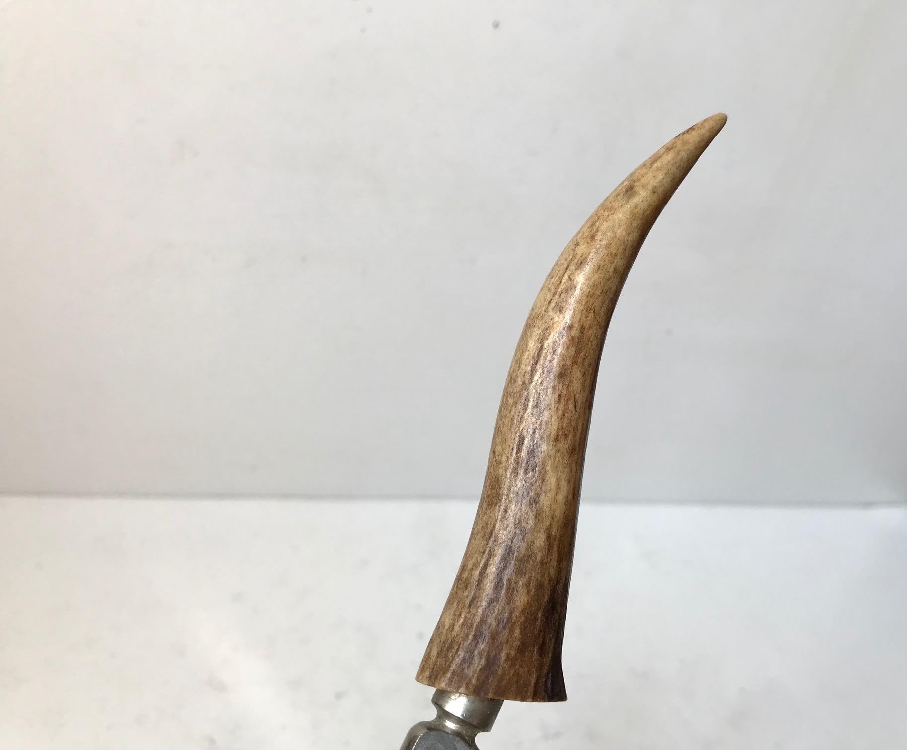 Vintage German Stag Handled Cigar Cutter and Bottle Opener, 1960s In Good Condition In Esbjerg, DK
