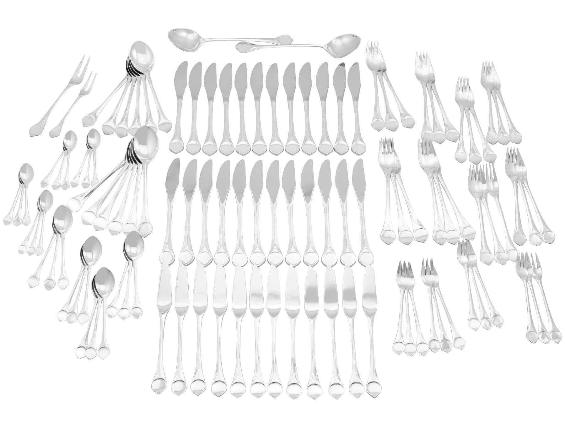 Vintage German Sterling Silver Canteen of Cutlery for Twelve Persons For Sale 8