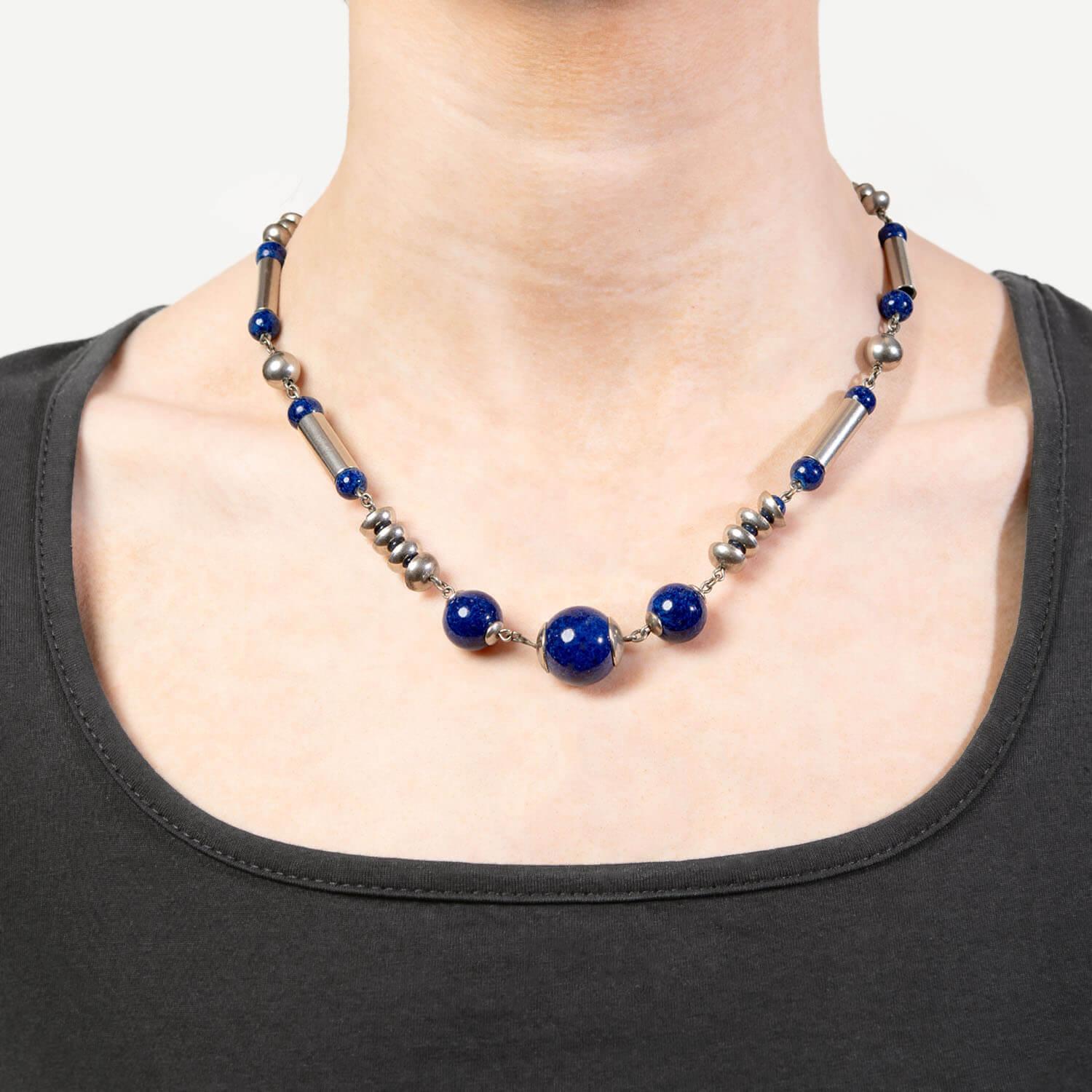 Collana di perle di lapis in argento sterling tedesco d'epoca In condizioni buone in vendita a Narberth, PA