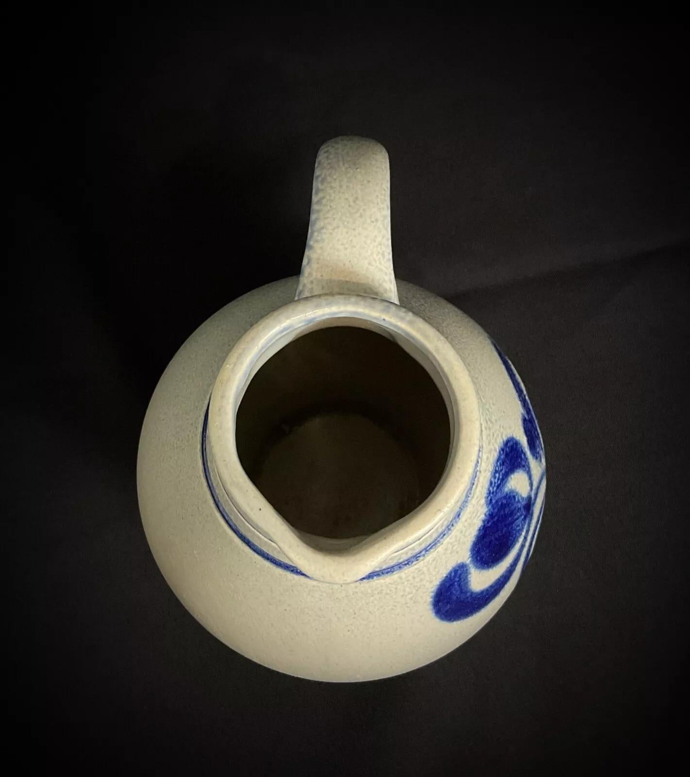 Vintage German Stoneware Pitcher by Knodgen – 1L with Floral Decor - 2Y388 1