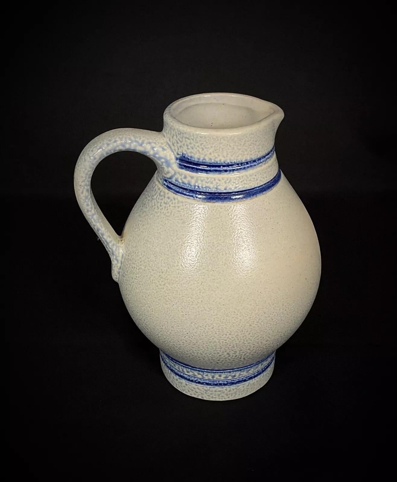 Vintage German Stoneware Pitcher by Knodgen – 1L with Floral Decor - 2Y388 3