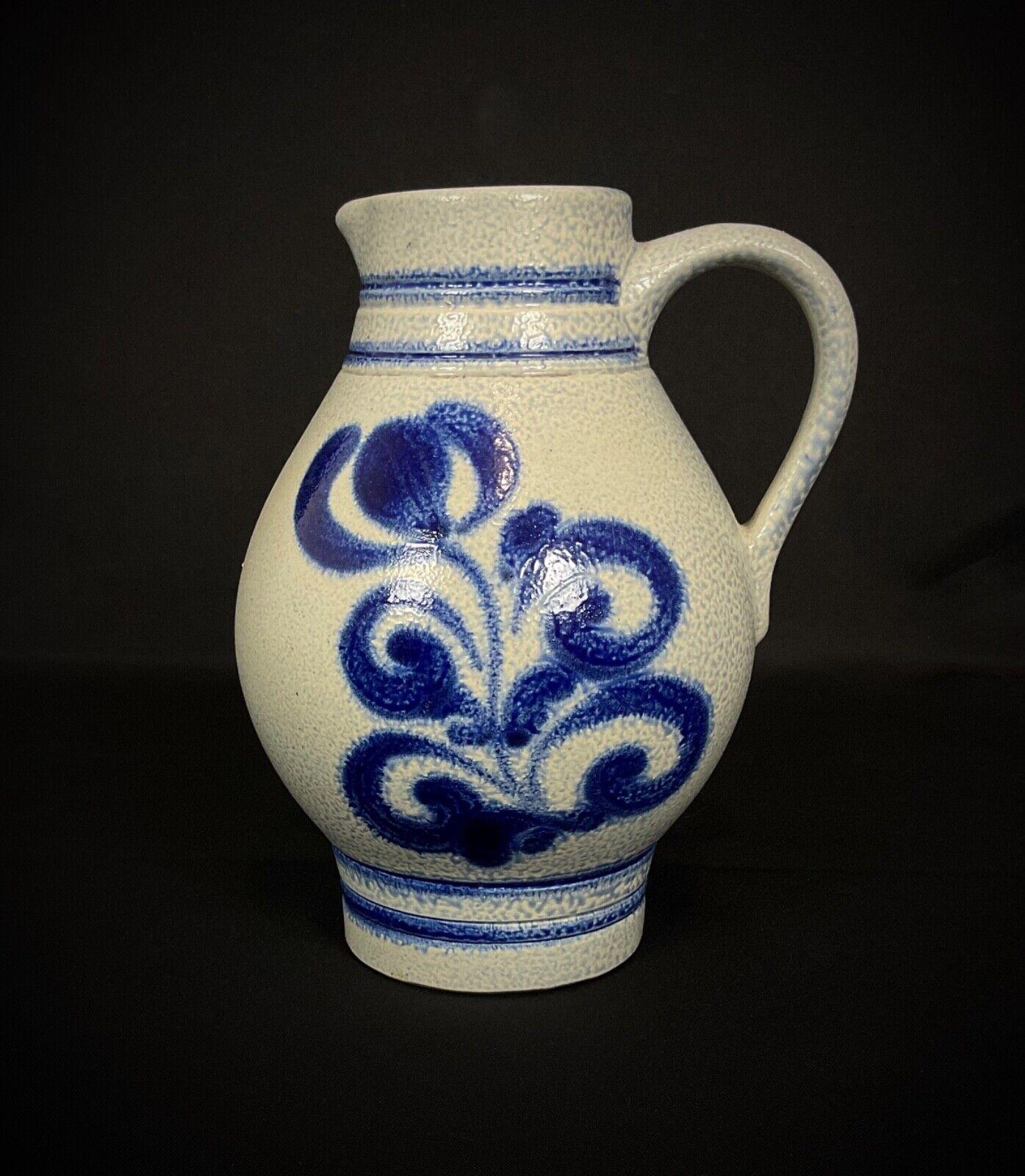 Vintage German Stoneware Pitcher by Knodgen – 1L with Floral Decor - 2Y388 5