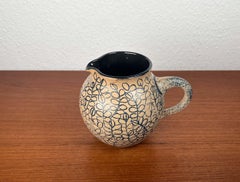 Vintage German Studio Pottery Vase with floral pattern Gerhard Liebenthron, 1989
