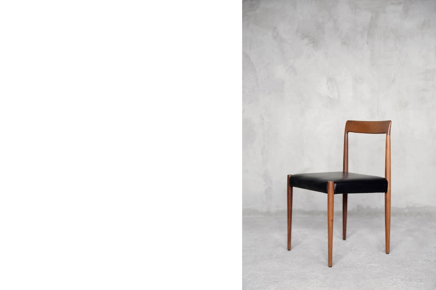 Leather Vintage Mid-Century Modern German Teak Wood Dining Chair from Lübke, 1960s