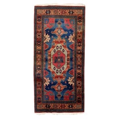 Vintage German Tribal Style Rug 1950s Soft Wool Rug Carpet 2.8 x 5.9 ft -1C1269