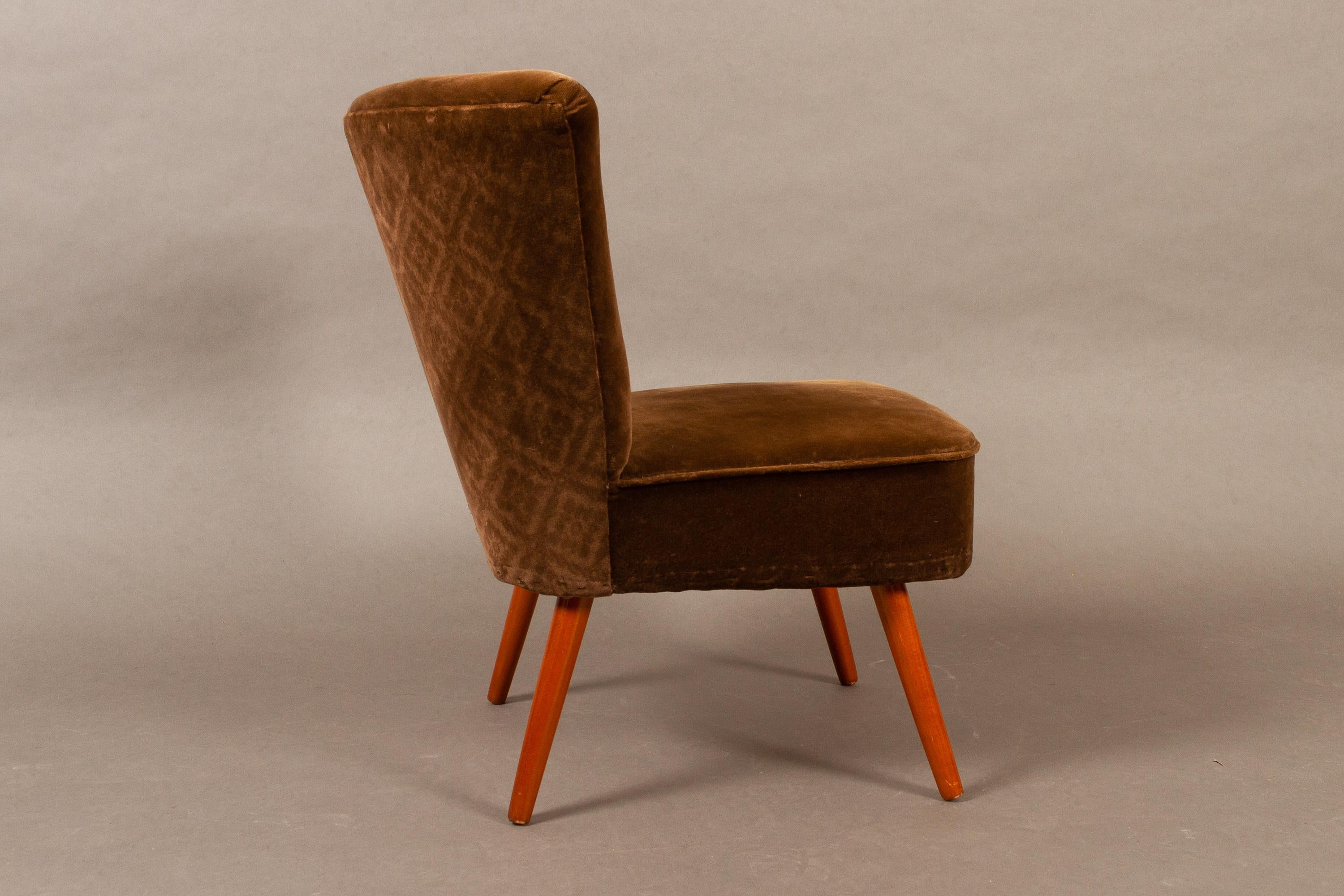 Mid-20th Century Vintage German Velvet Cocktail Chair, 1960s