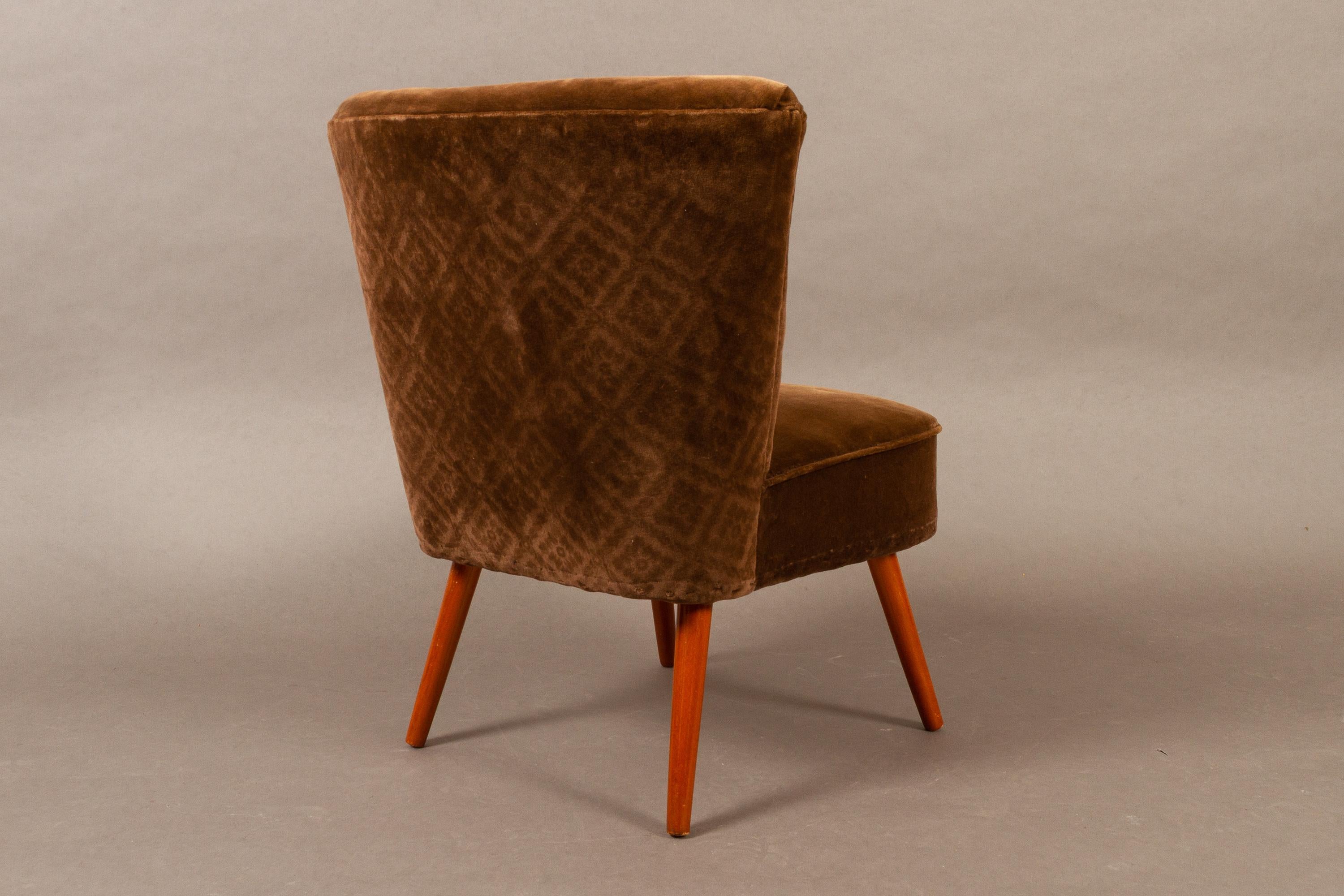 Vintage German Velvet Cocktail Chair, 1960s 1