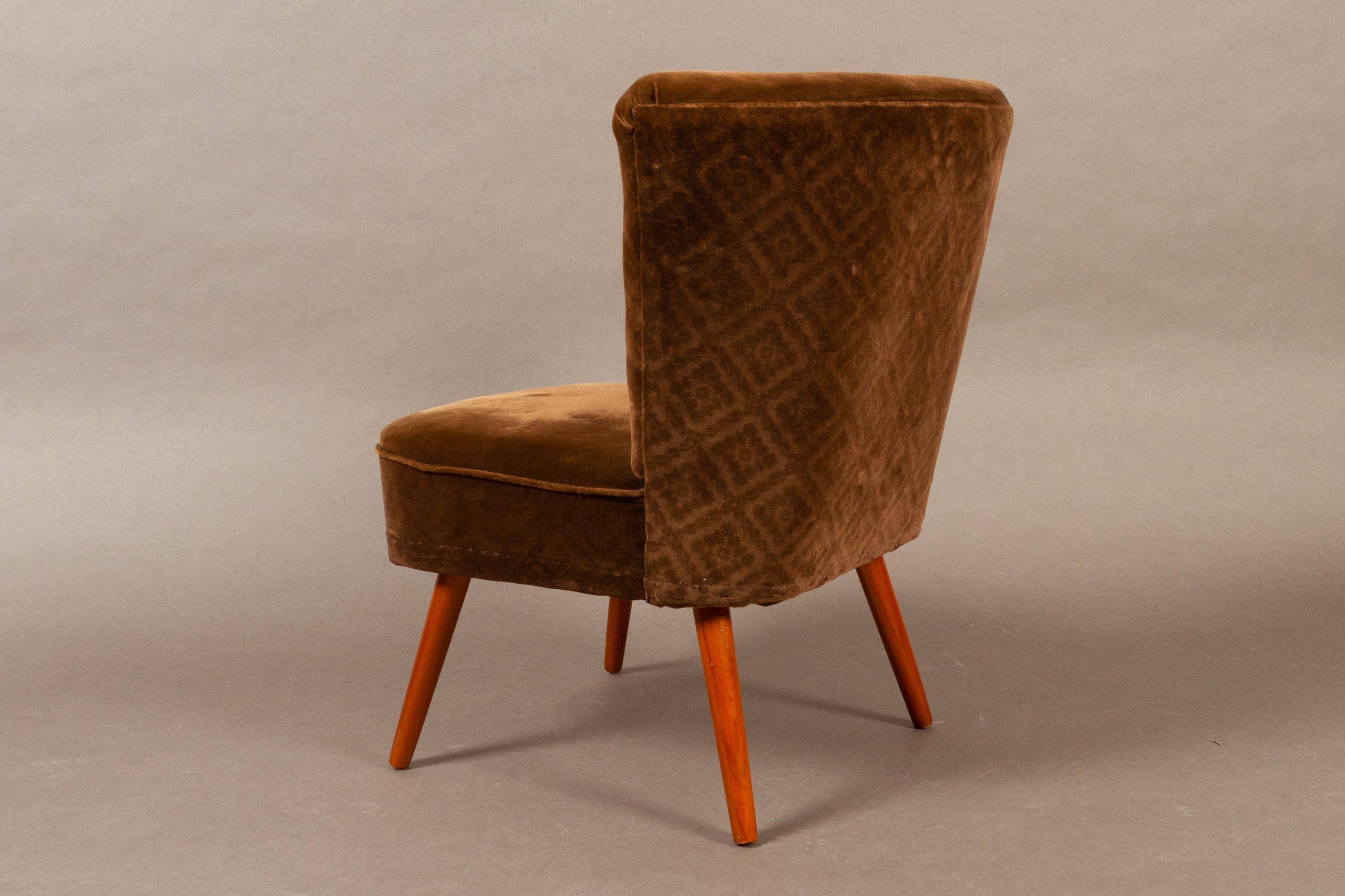 Vintage German Velvet Cocktail Chair, 1960s 3