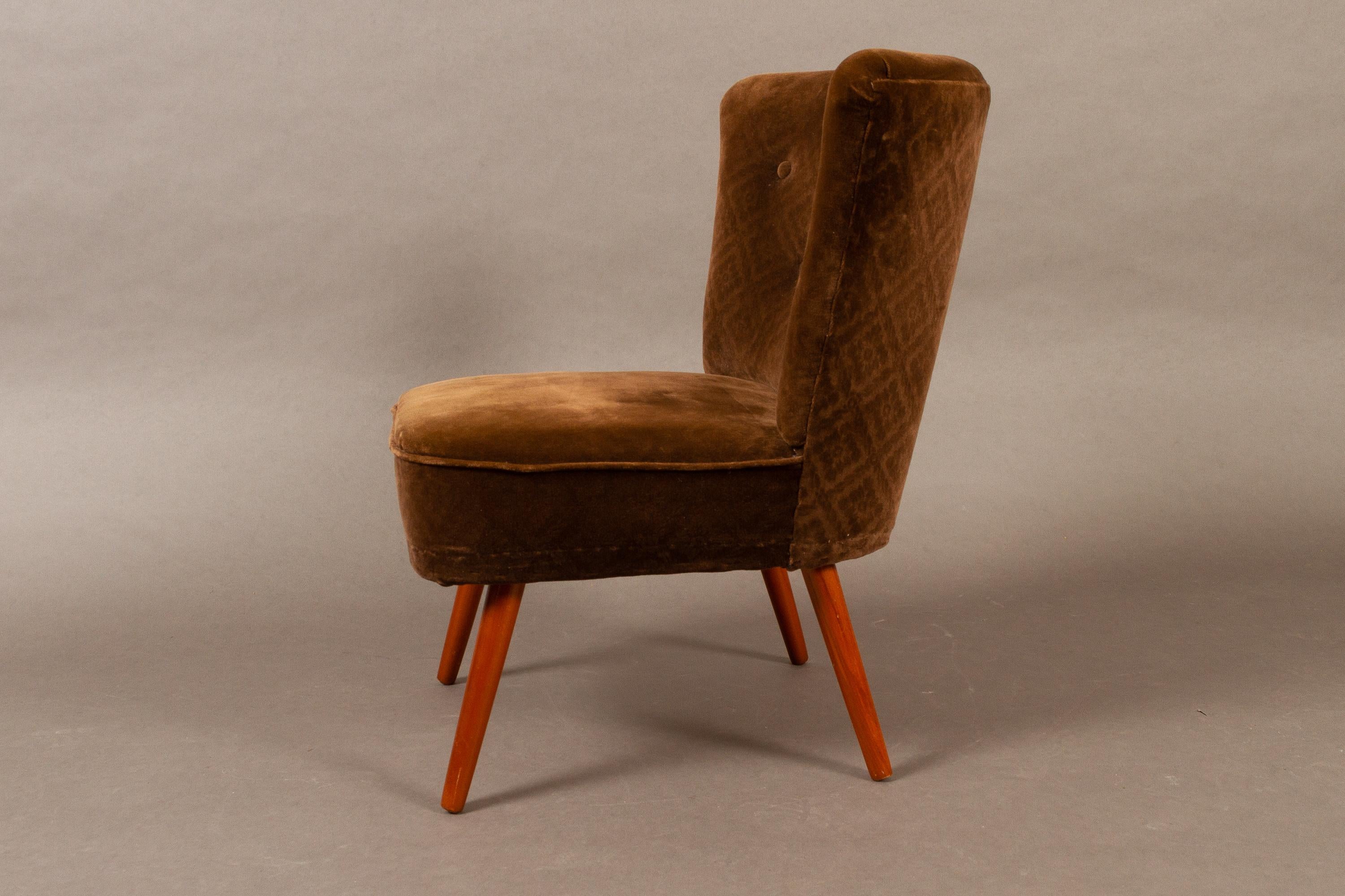 Vintage German Velvet Cocktail Chair, 1960s 4