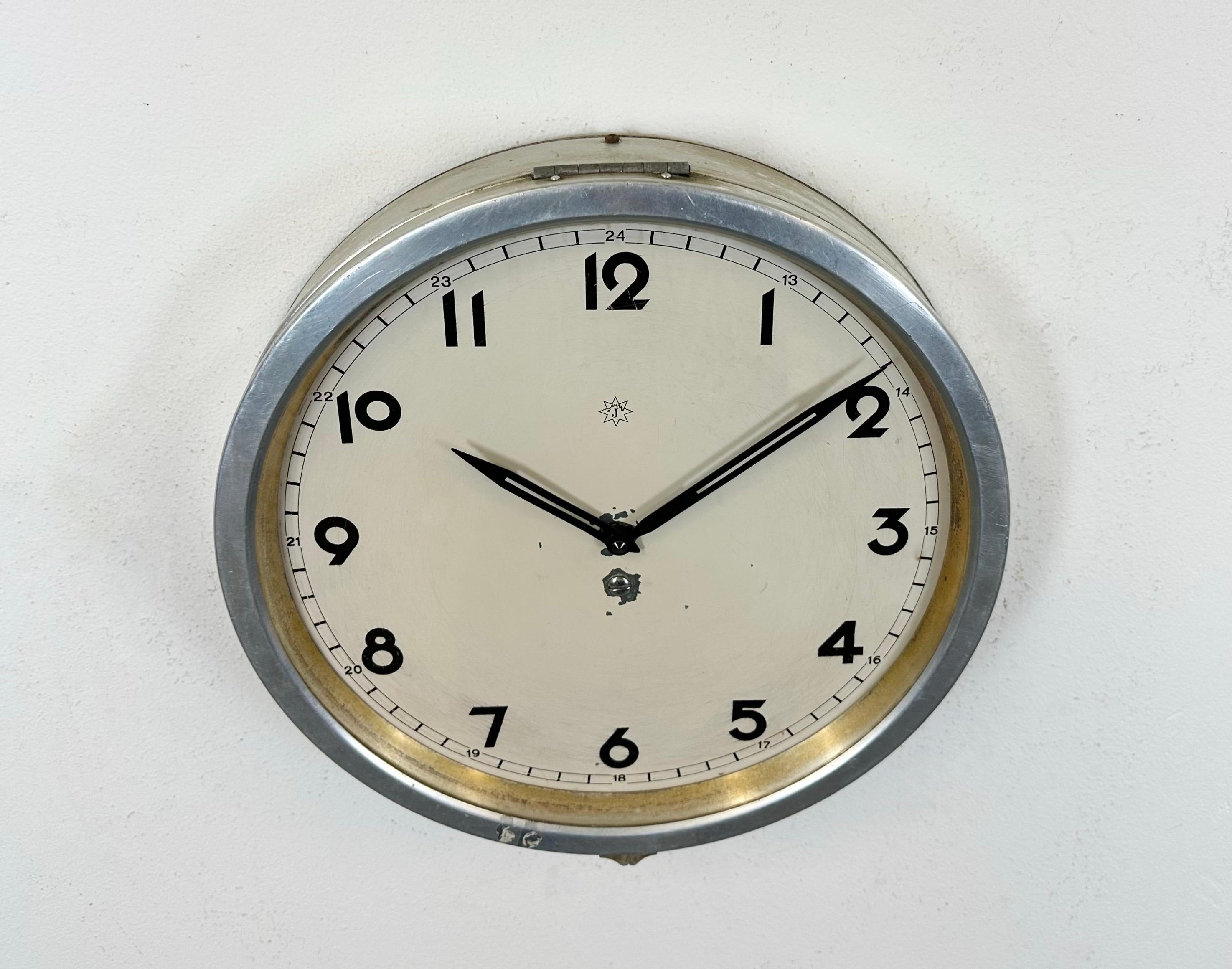 Aluminum Vintage German Wall Clock from Junghans, 1950s