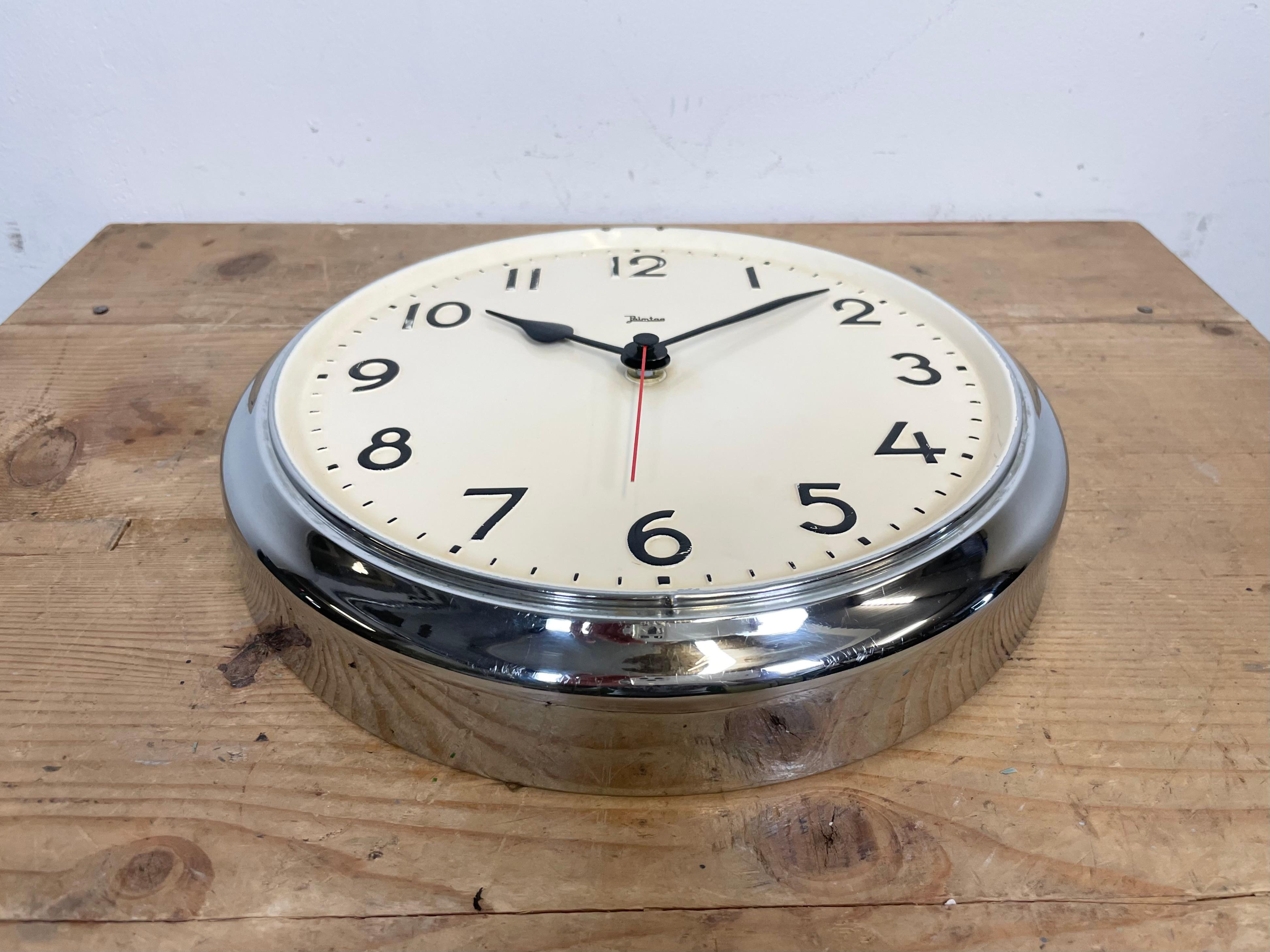 Aluminum Vintage German Wall Clock from Palmtag, 1950s For Sale