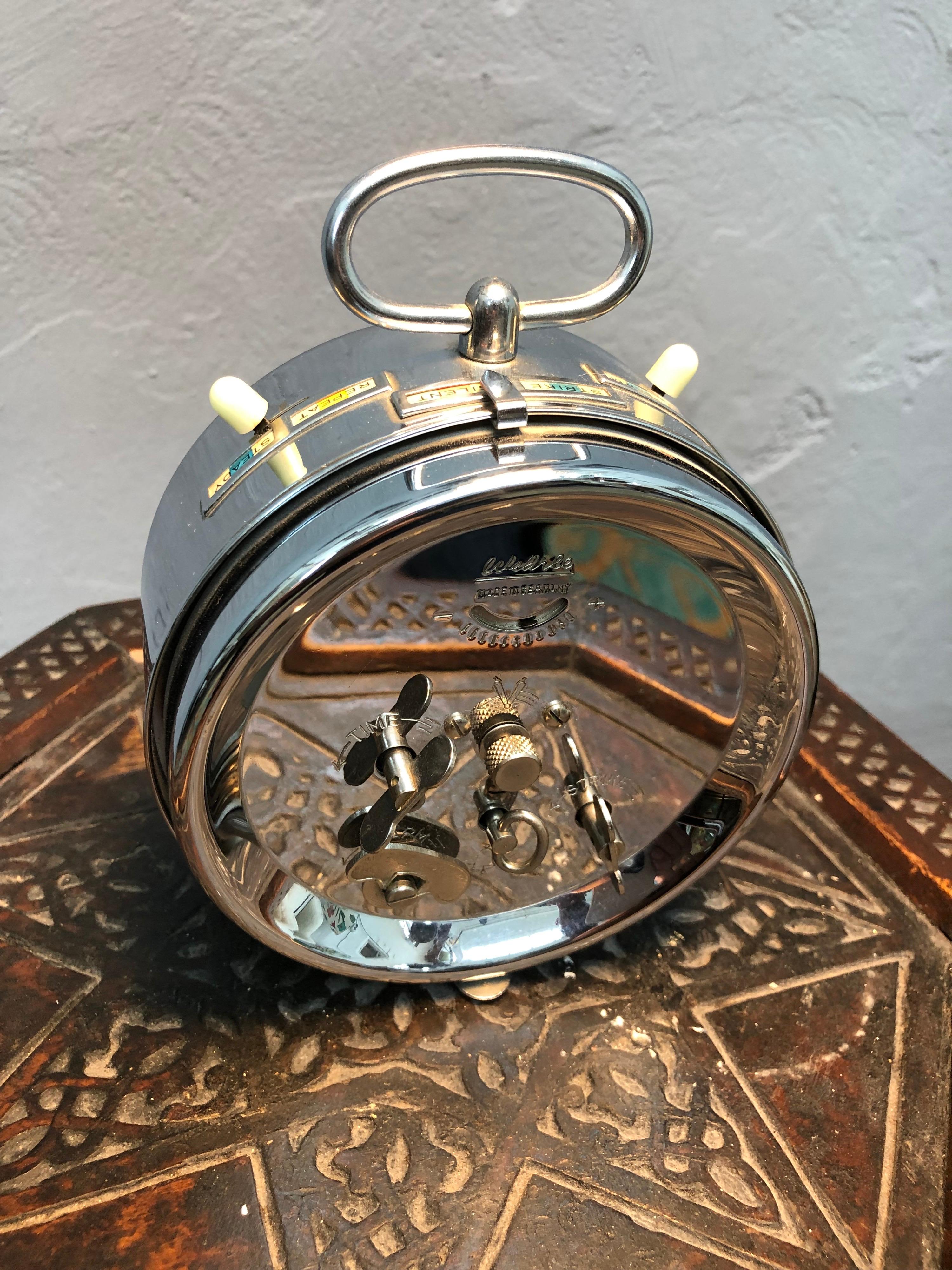Mid-Century Modern Vintage German Wehrle Three-in-one Extra Large Alarm Clock
