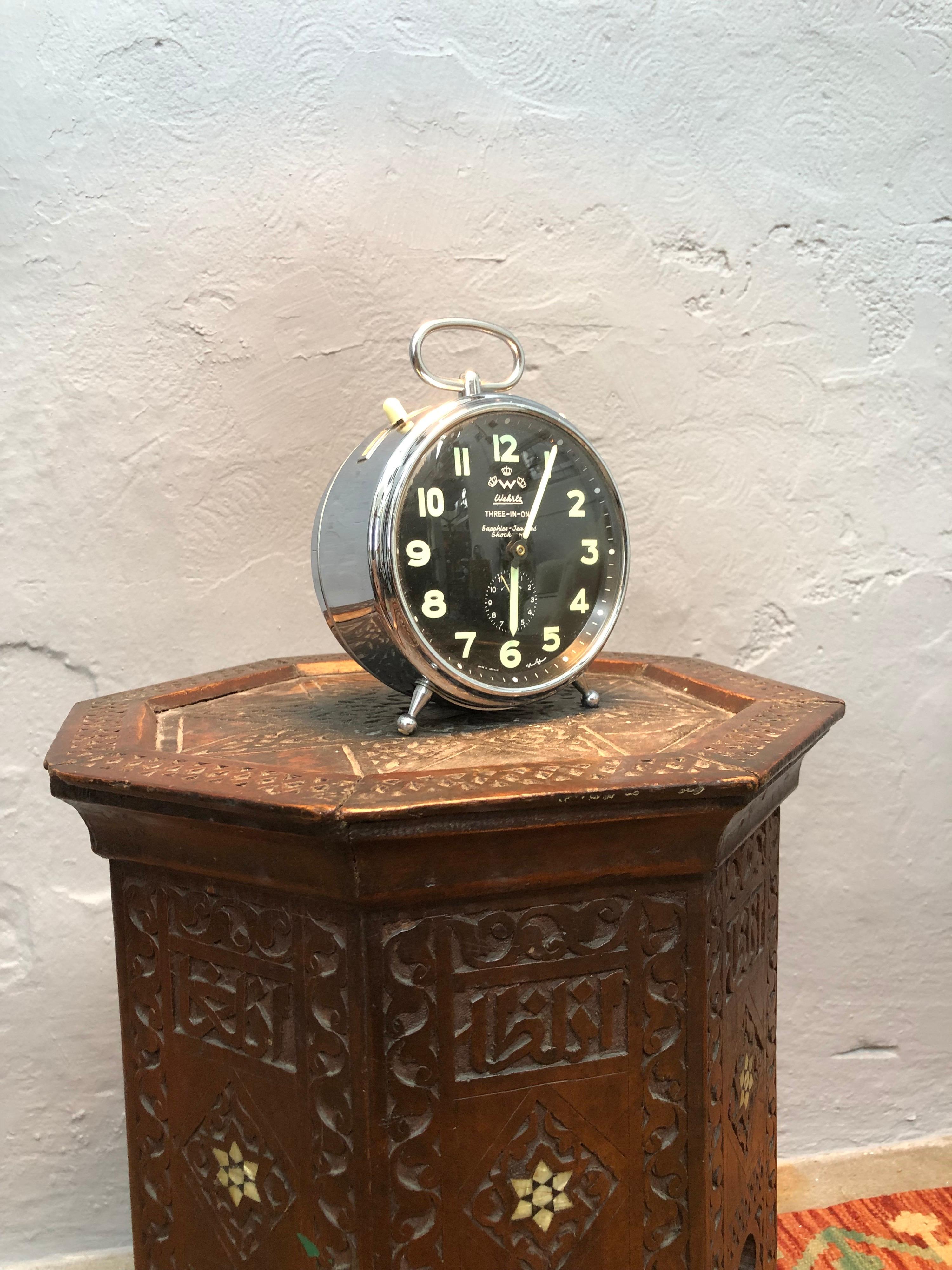 Late 20th Century Vintage German Wehrle Three-in-one Extra Large Alarm Clock