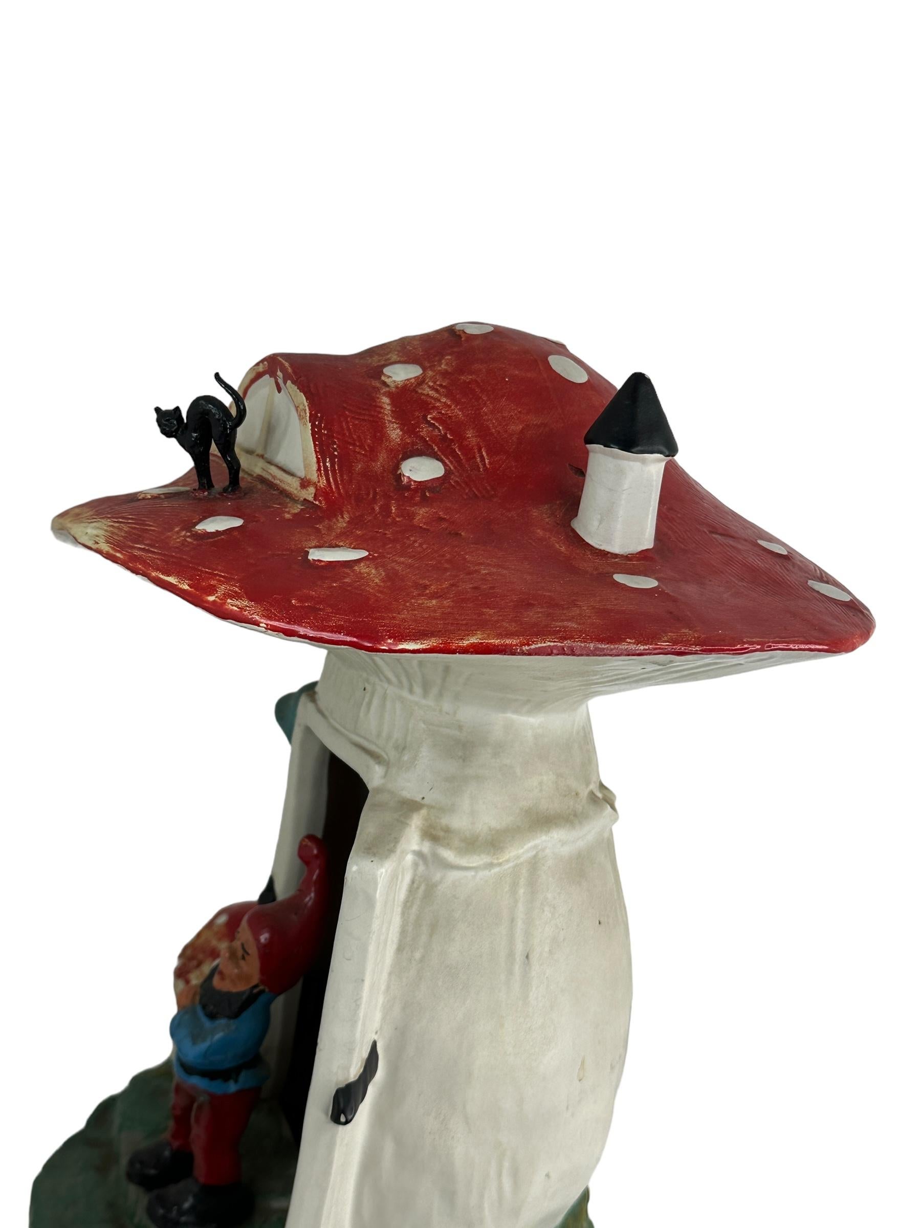 Vintage German Yard or Garden Gnome Mushroom House Statue, by Heissner Germany In Good Condition In Nuernberg, DE