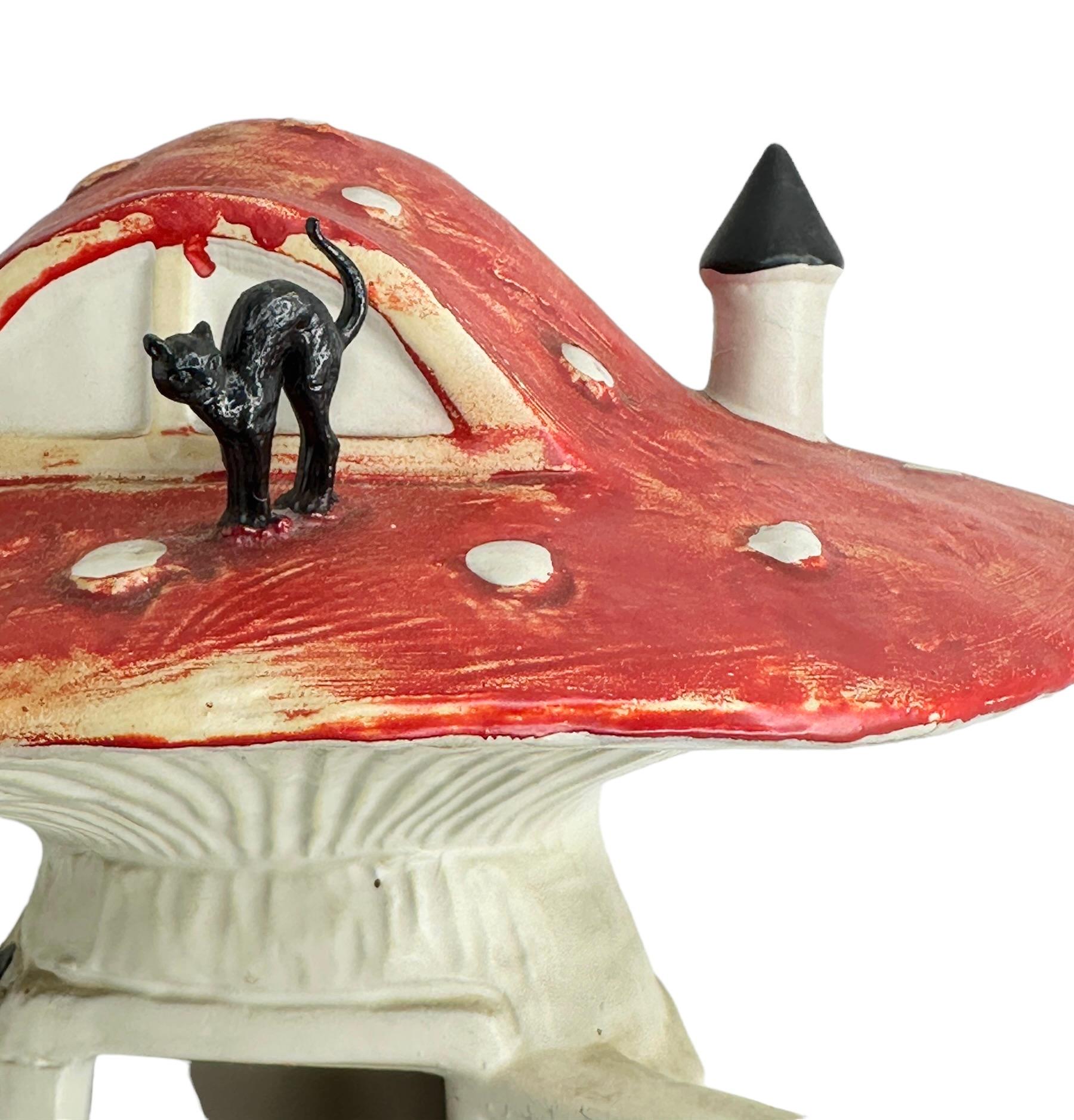 Vintage German Yard or Garden Gnome Mushroom House Statue, by Heissner Germany 2