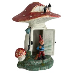 Retro German Yard or Garden Gnome Mushroom House Statue, by Heissner Germany