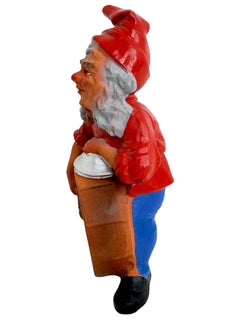 Vintage German Yard or Garden Gnome Statue with Drum, 1930s