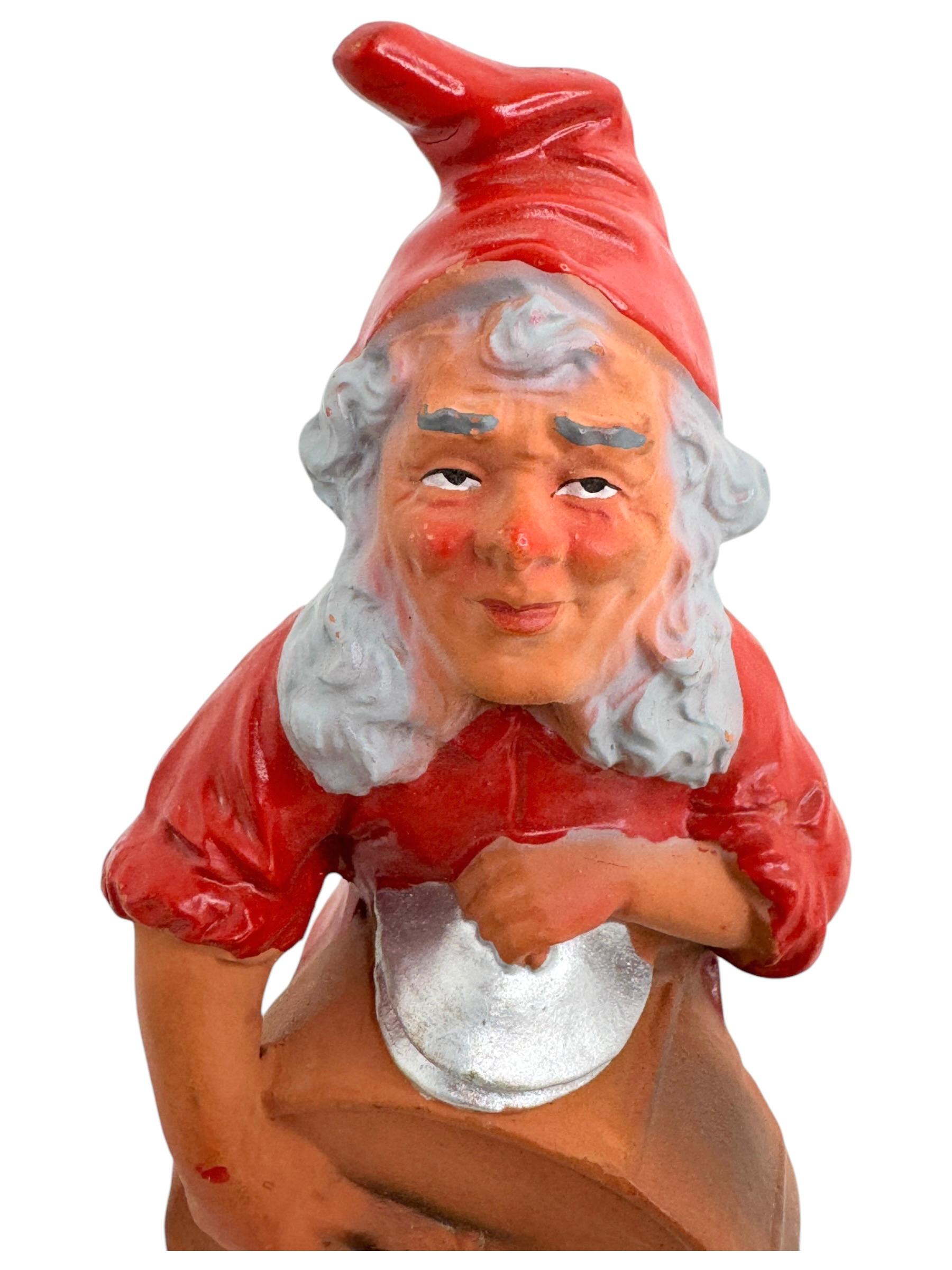 Estatua alemana vintage de gnomo de patio o jardín con tambor, años 30 en Bueno estado para la venta en Nuernberg, DE