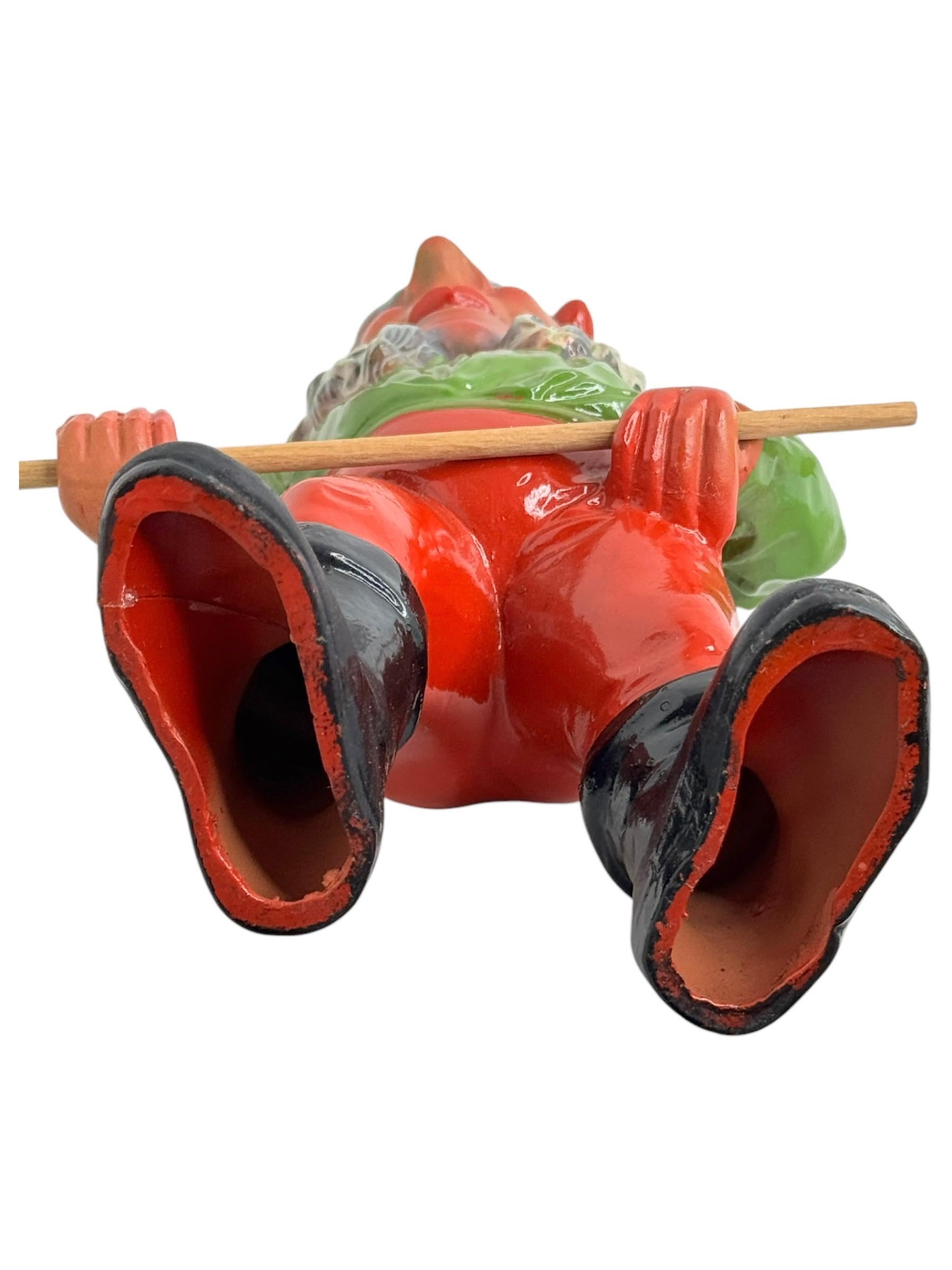 Poterie Statue allemande vintage de nain de jardin avec faux, années 1930