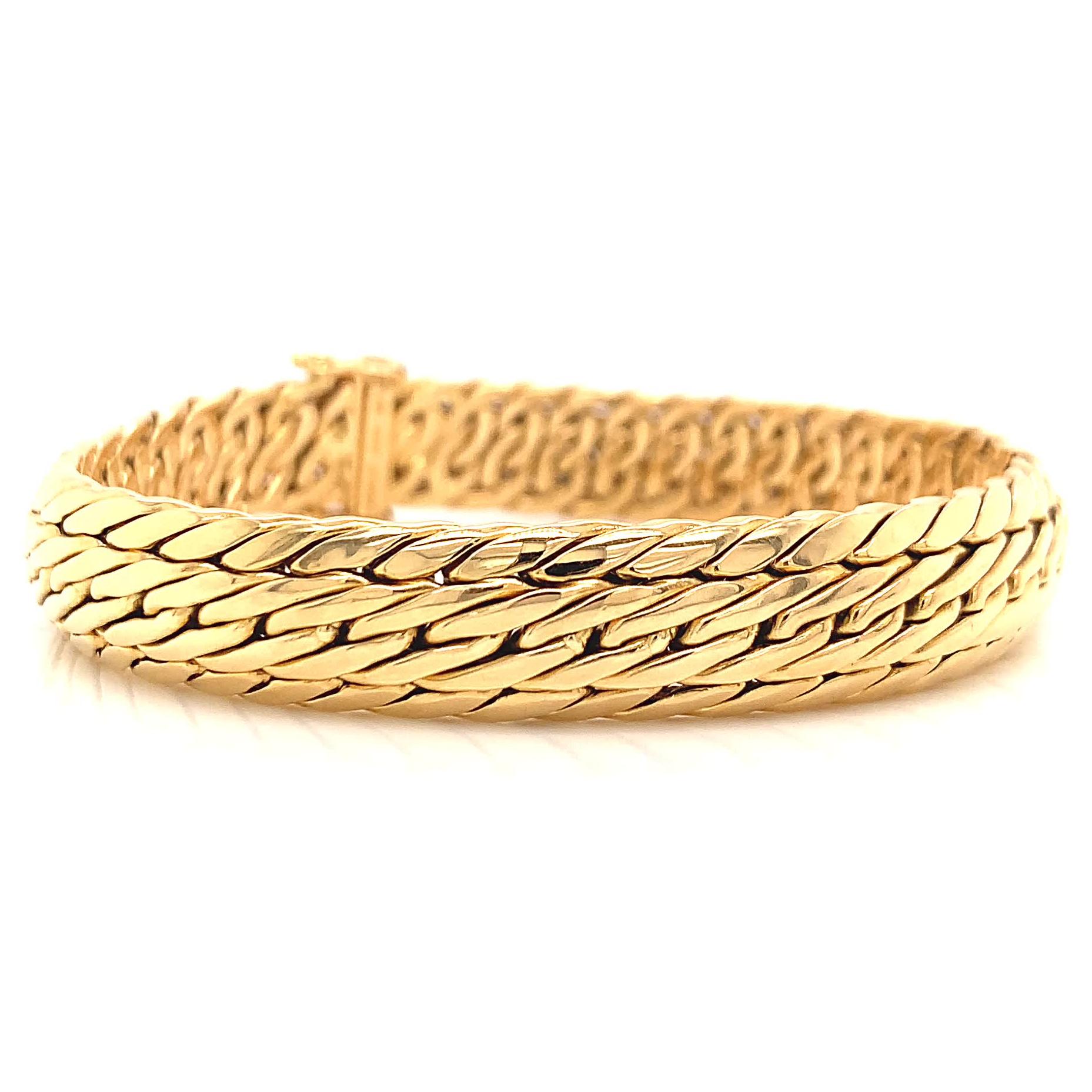 Vintage Germany Tiffany & Co. 18K Gold Woven Bracelet In Excellent Condition In Beverly Hills, CA