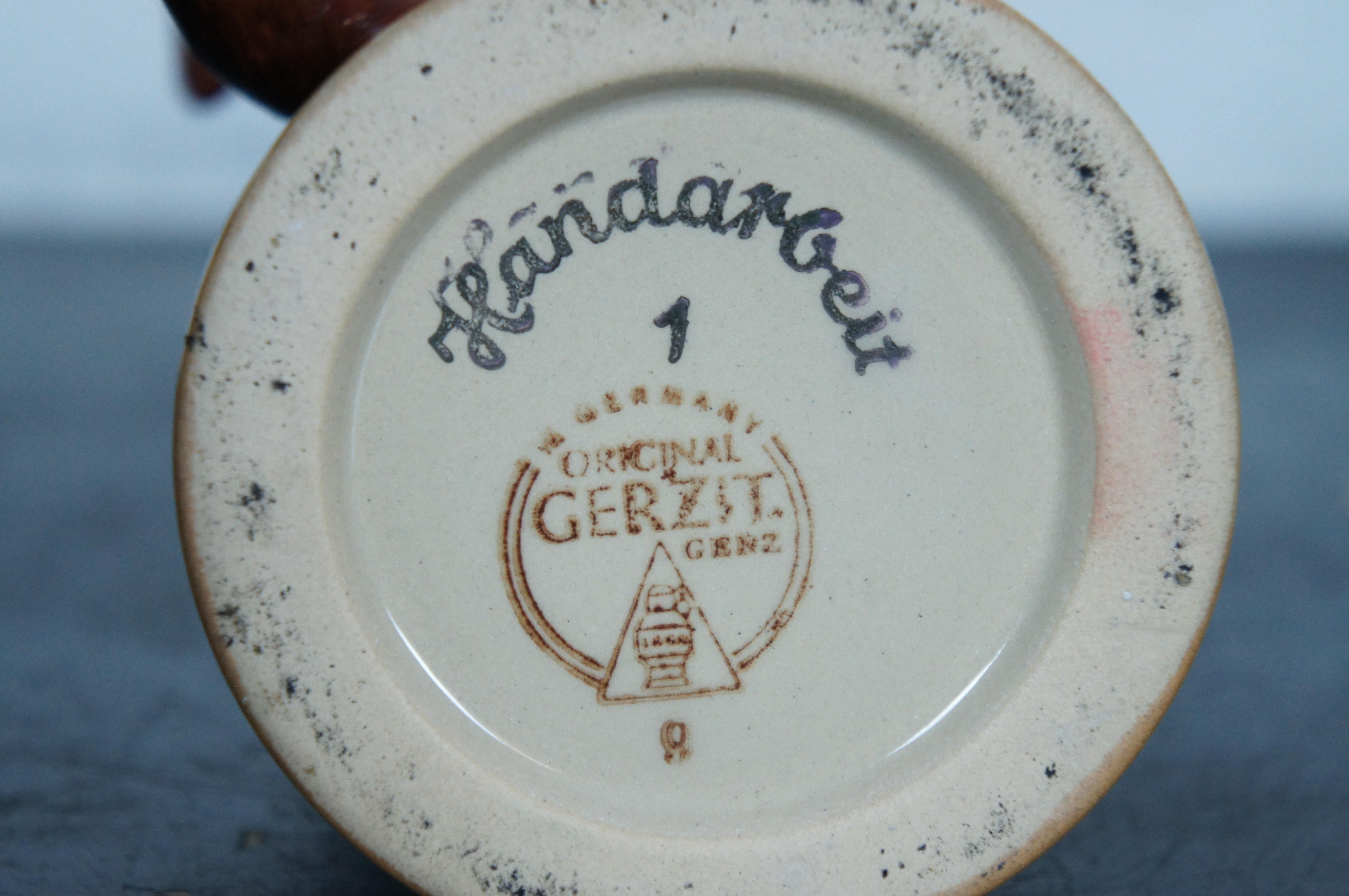 Vintage Gerzit Genz Ceramic Handle de renard Boar Hunt Lidded Beer Stein Allemagne 9