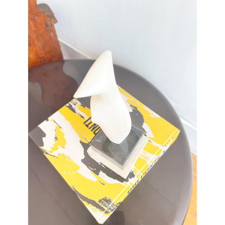 Vintage Gesso Abstract Sculpture in White with Marble and Travertine