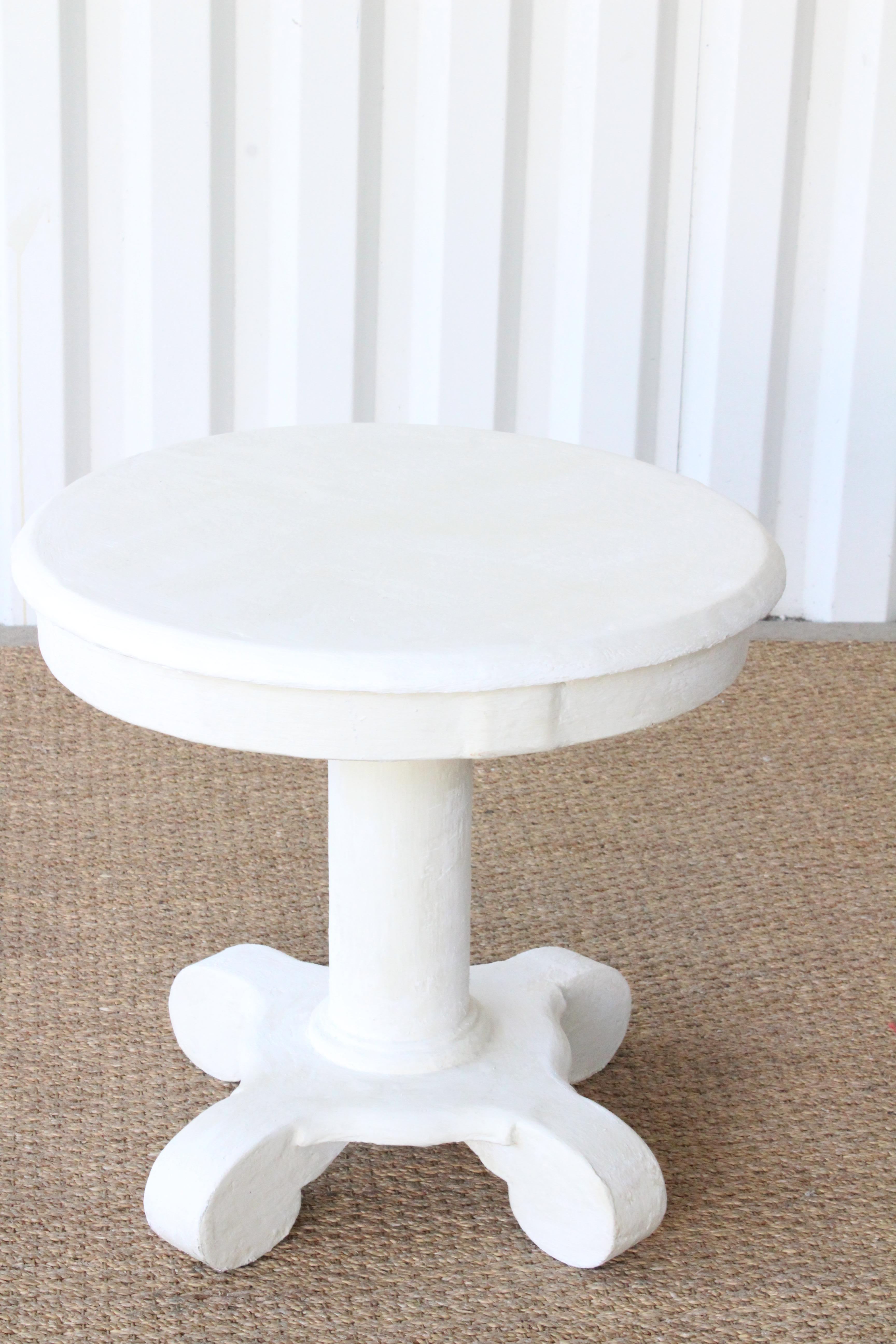 Vintage wooden side table in a gesso plaster finish, 1950s.