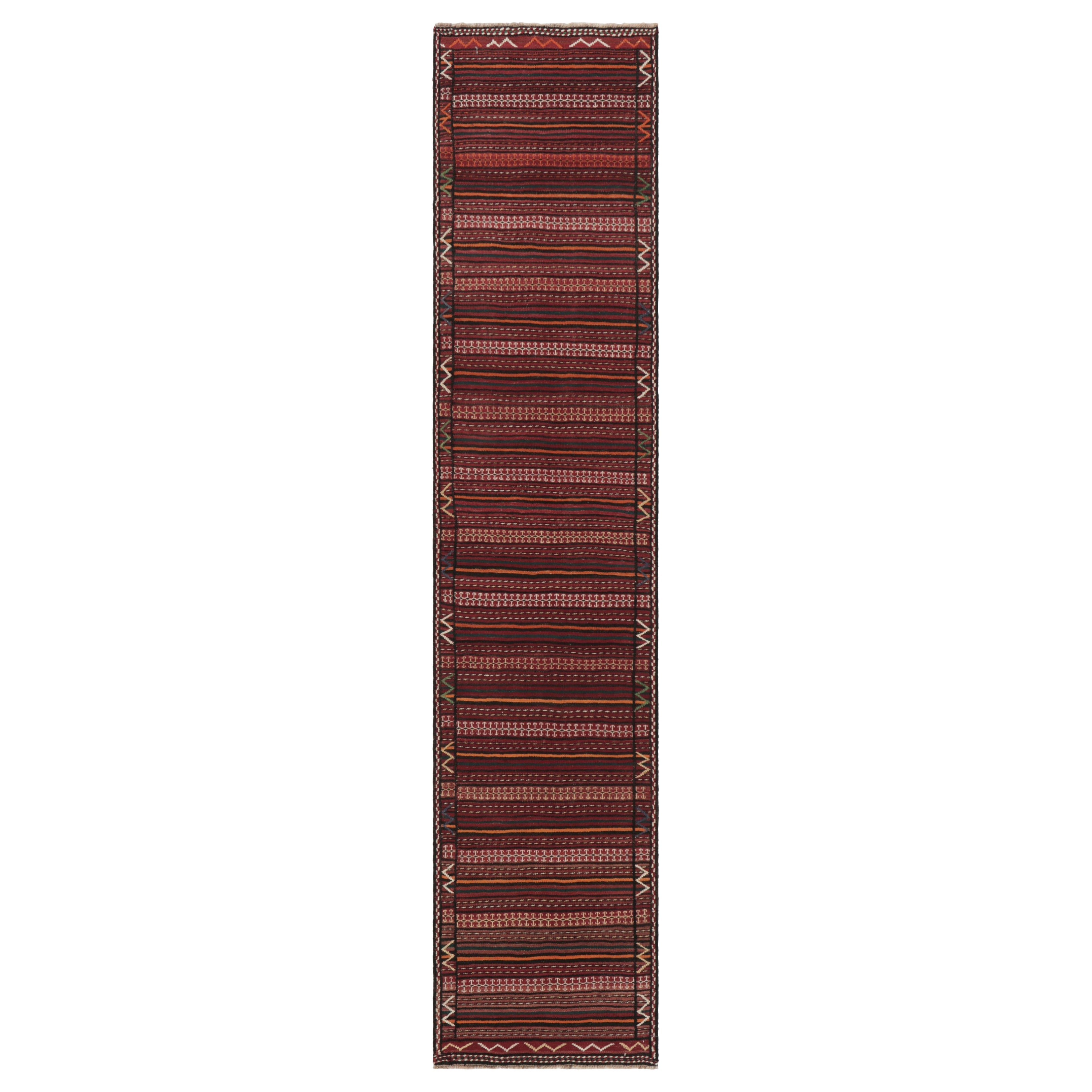 Vintage Ghochan Persischer Kilim Läufer Teppich, Rote und Rosa Streifen - Rug & Kilim im Angebot