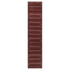 Vintage Ghochan Persischer Kilim Läufer Teppich, Rote und Rosa Streifen - Rug & Kilim