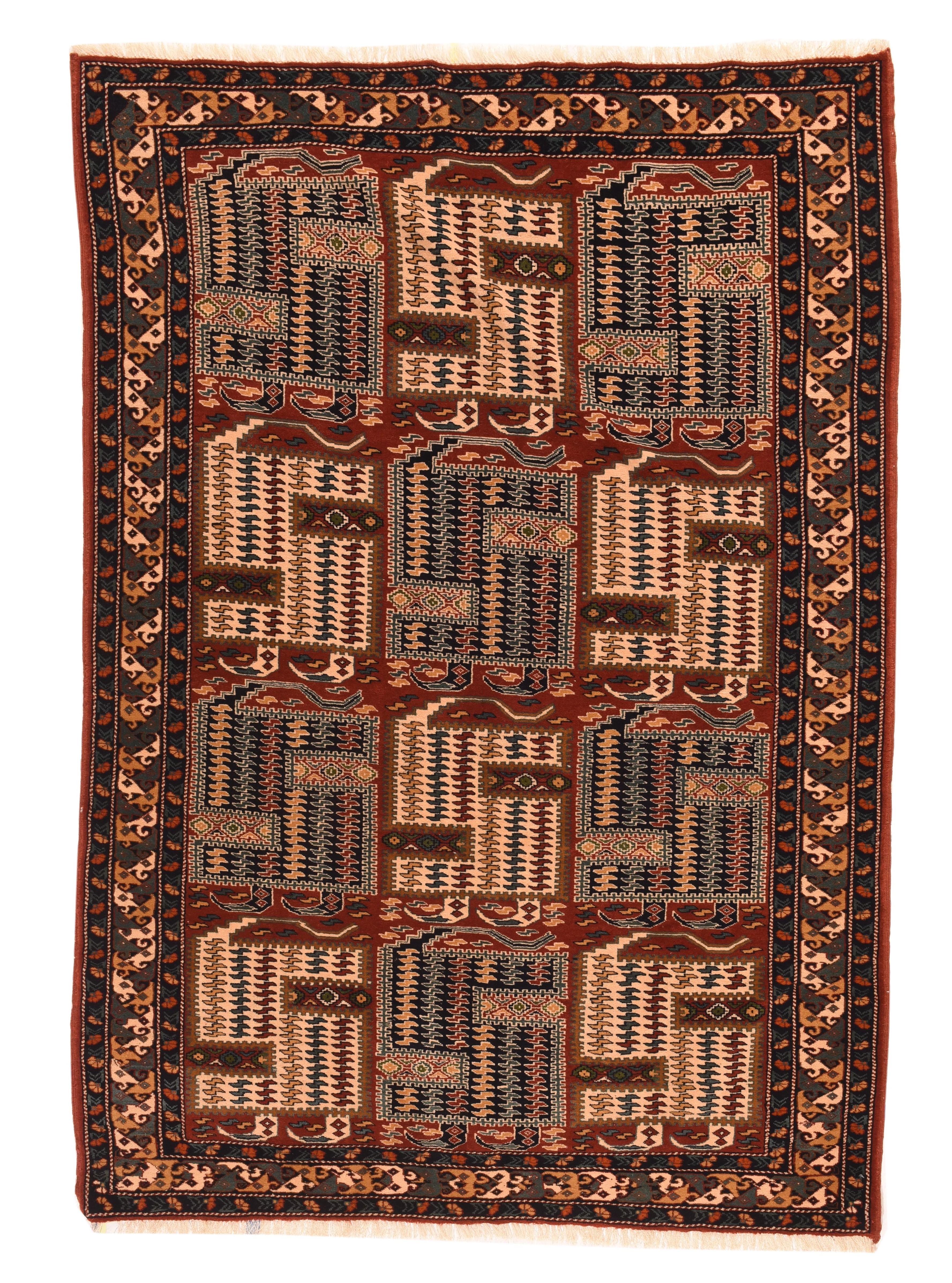 Vintage Ghoochan Rug 4'5'' x 6'7'' In Good Condition For Sale In New York, NY