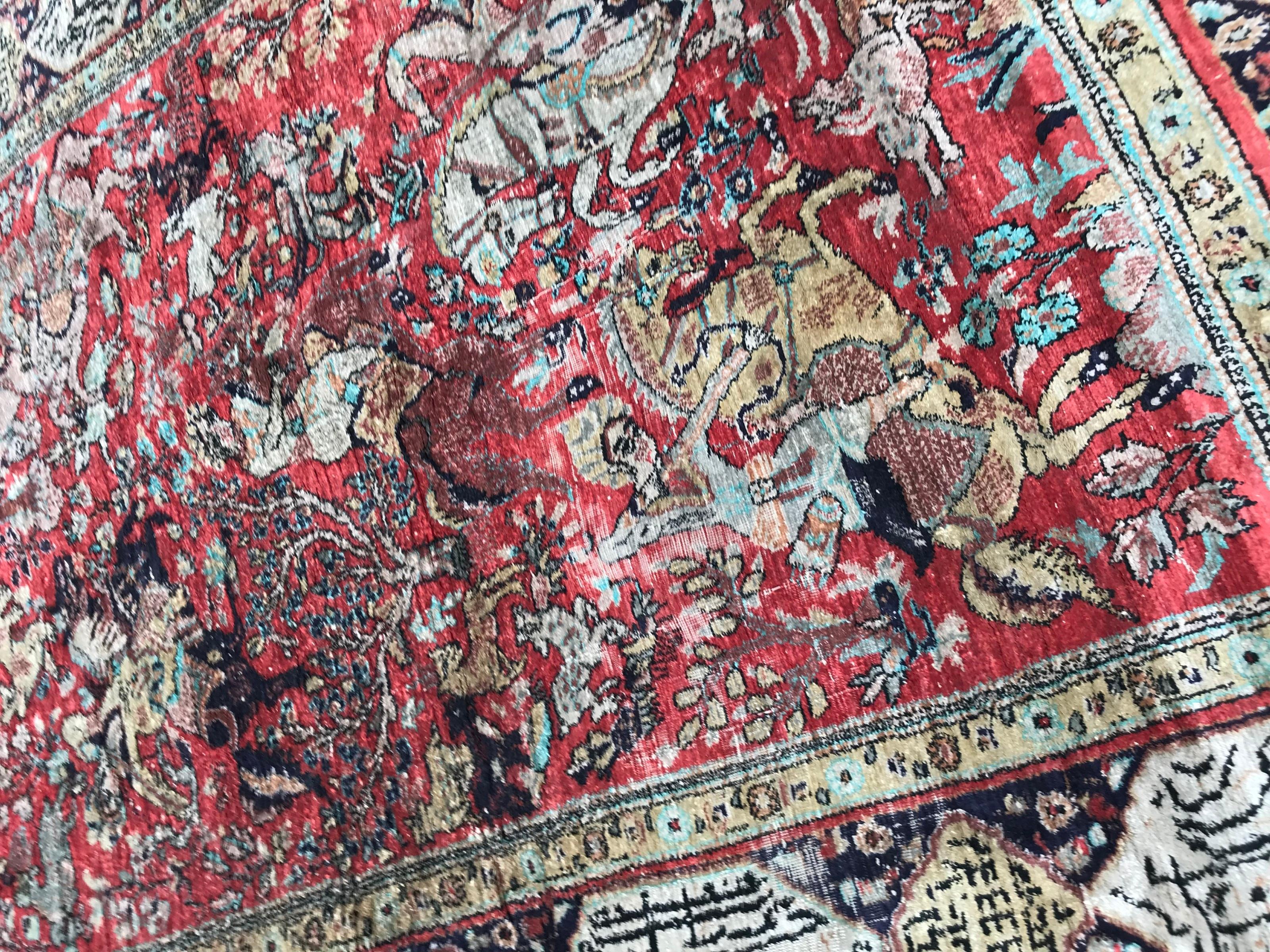 Vintage Qom Silk Rug For Sale 6