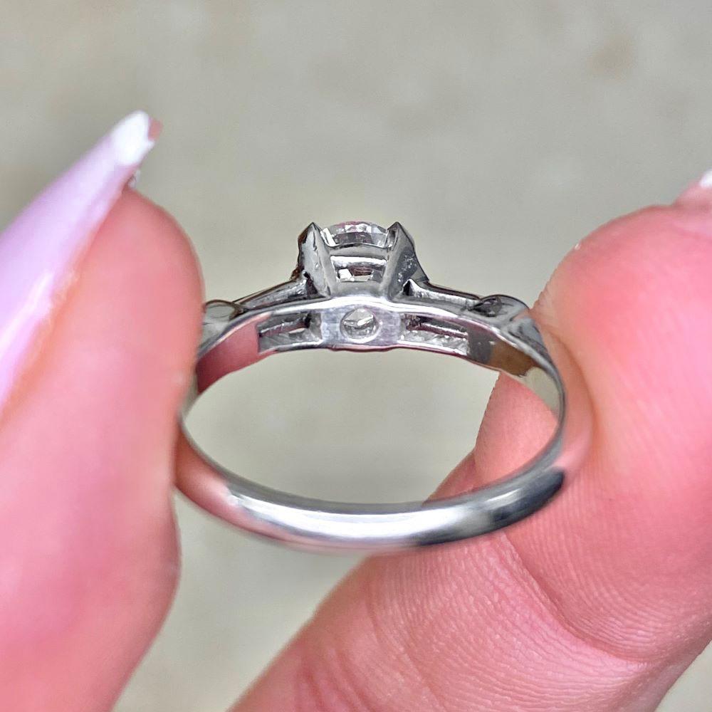 Vintage GIA 0.65ct Old European Cut Diamond Engagement Ring, D Color, Platinum 7
