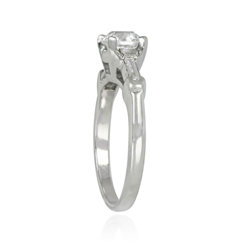 Art Deco Vintage GIA 0.65ct Old European Cut Diamond Engagement Ring, D Color, Platinum