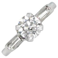 Vintage GIA 0.65ct Old European Cut Diamond Engagement Ring, D Color, Platinum