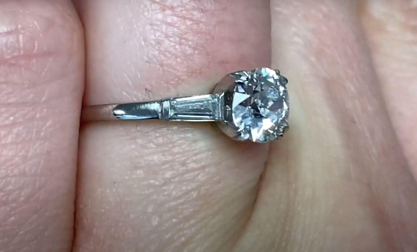 Women's Vintage GIA 0.76ct Old European Cut Diamond Engagement Ring, I Color, Platinum  For Sale