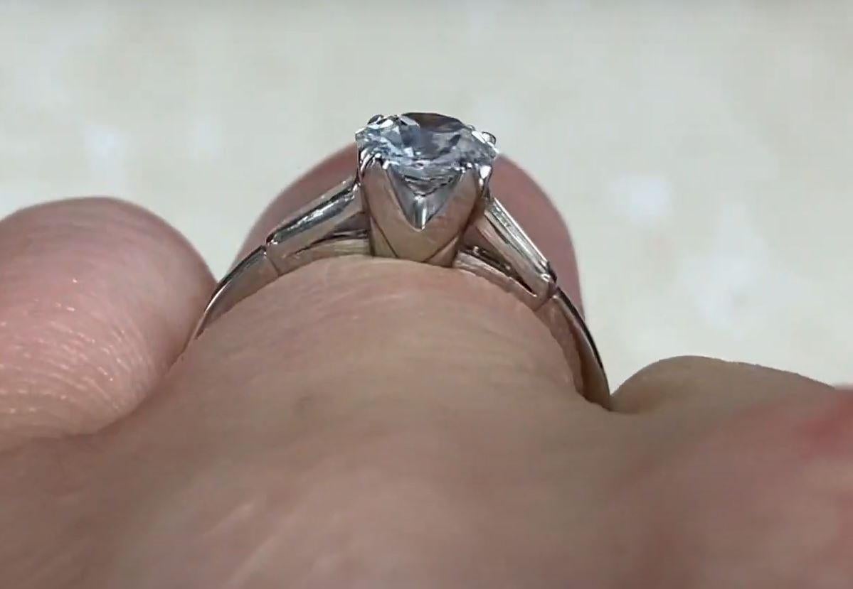 Vintage GIA 0.76ct Old European Cut Diamond Engagement Ring, I Color, Platinum  For Sale 2