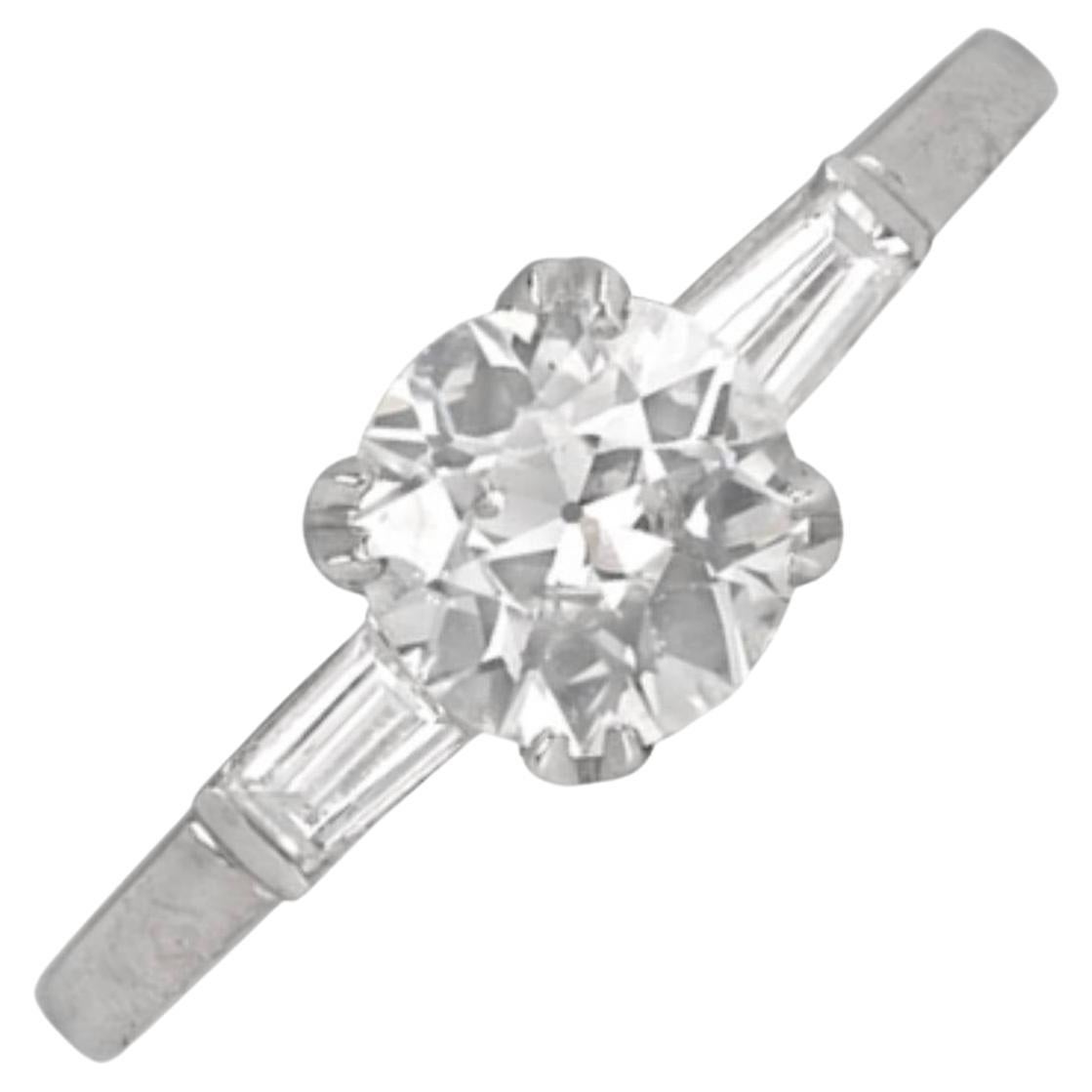 Vintage GIA 0.76ct Old European Cut Diamond Engagement Ring, I Color, Platinum  For Sale