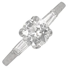 Vintage GIA 0.76ct Old European Cut Diamond Engagement Ring, I Color, Platinum 