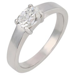 Vintage GIA 0.80 east west old mine cut diamond platinum engagement ring