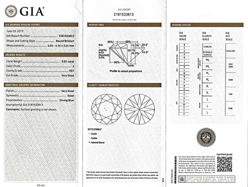 Anstecknadel/Anhänger, GIA 0,81 Karat Diamant in der Mitte, Gold (Rundschliff) im Angebot