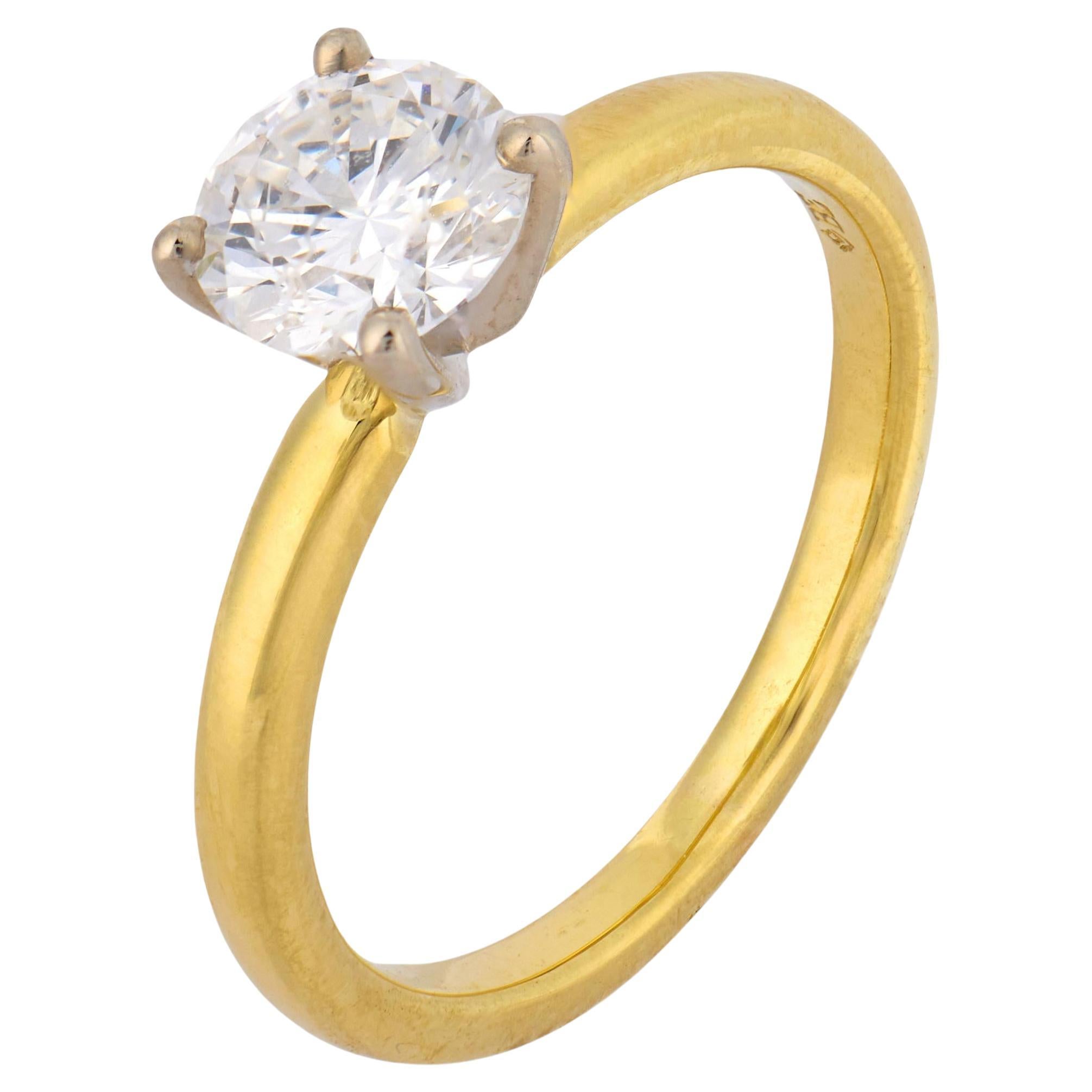 Vintage GIA 0.83 carat diamond 18k yellow gold engagement ring