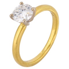 Vintage GIA 0.83 carat diamond 18k yellow gold engagement ring