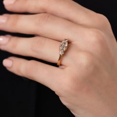 Vintage GIA 1.00 carat diamond 14k yellow gold East West ring