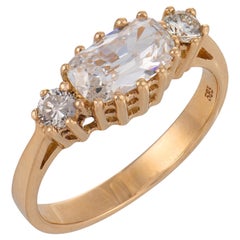 Vintage GIA 1.00 carat diamond 14k yellow gold East West ring