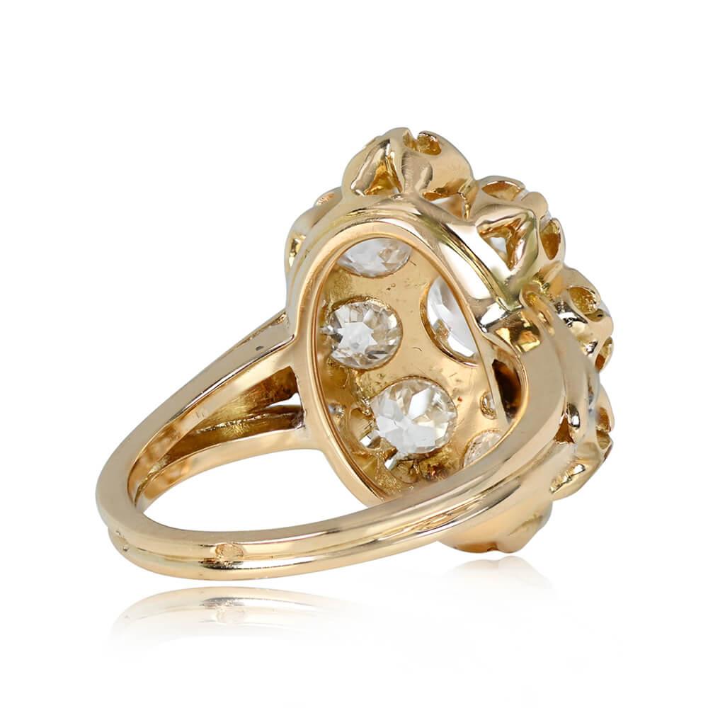 Art Deco Vintage GIA 1.00 Carat Euro-Cut Diamond Engagement Ring, i Color, Diamond Halo