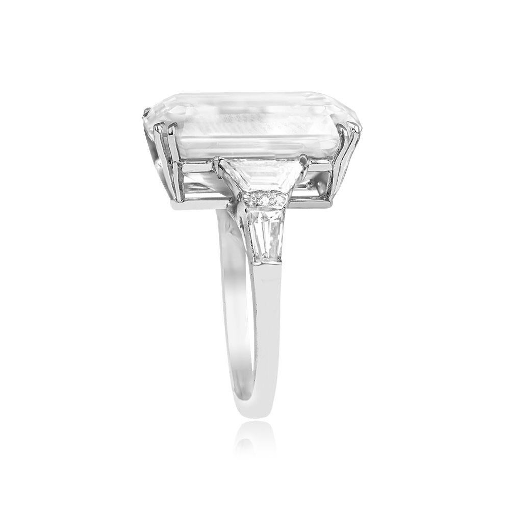 Art Deco Vintage GIA 10.01ct Emerald Cut Diamond Engagement Ring, D Color, Platinum For Sale