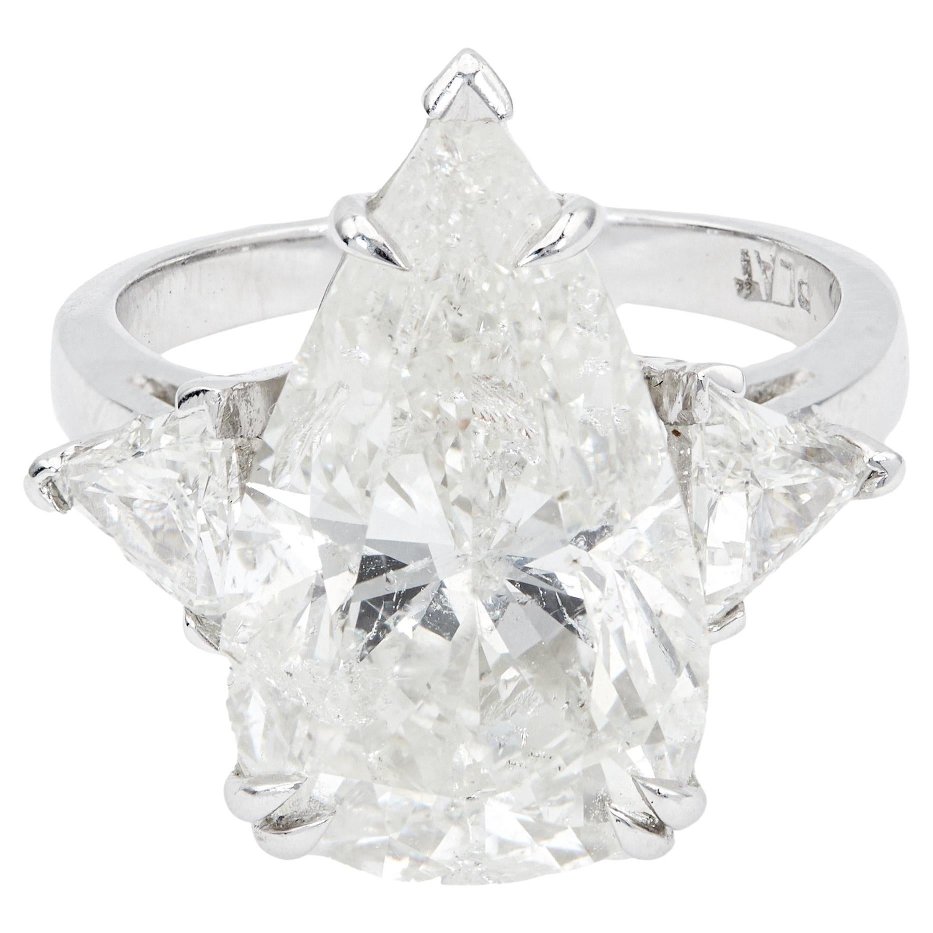 Vintage GIA 10.03 Carat Pear Cut Diamond Platinum Ring