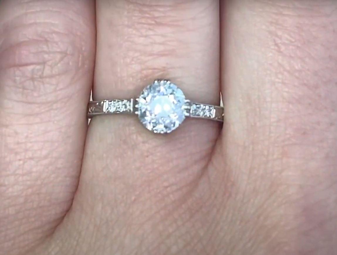 Women's Vintage GIA 1.00ct Old European Cut Diamond Engagement Ring, D Color, Platinum For Sale