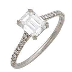 Vintage GIA 1,01 Karat Diamant-Verlobungsring mit Smaragdschliff